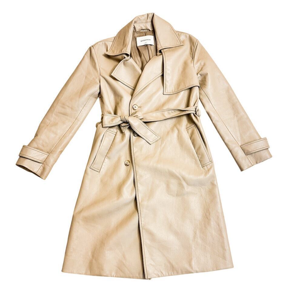 Aritzia Beige Leather Trench Coat